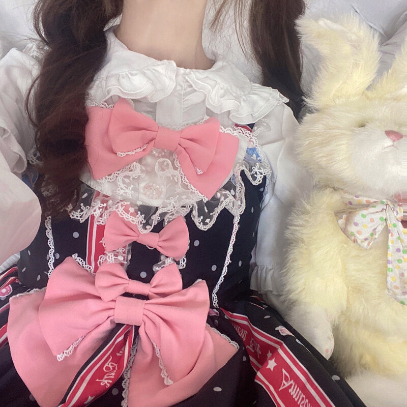 Vestido victoriano de Lolita Jsk para niña, bonito vestido de tirantes con estampado de oso de dibujos animados, estilo japonés, Kawaii, para fiesta de verano