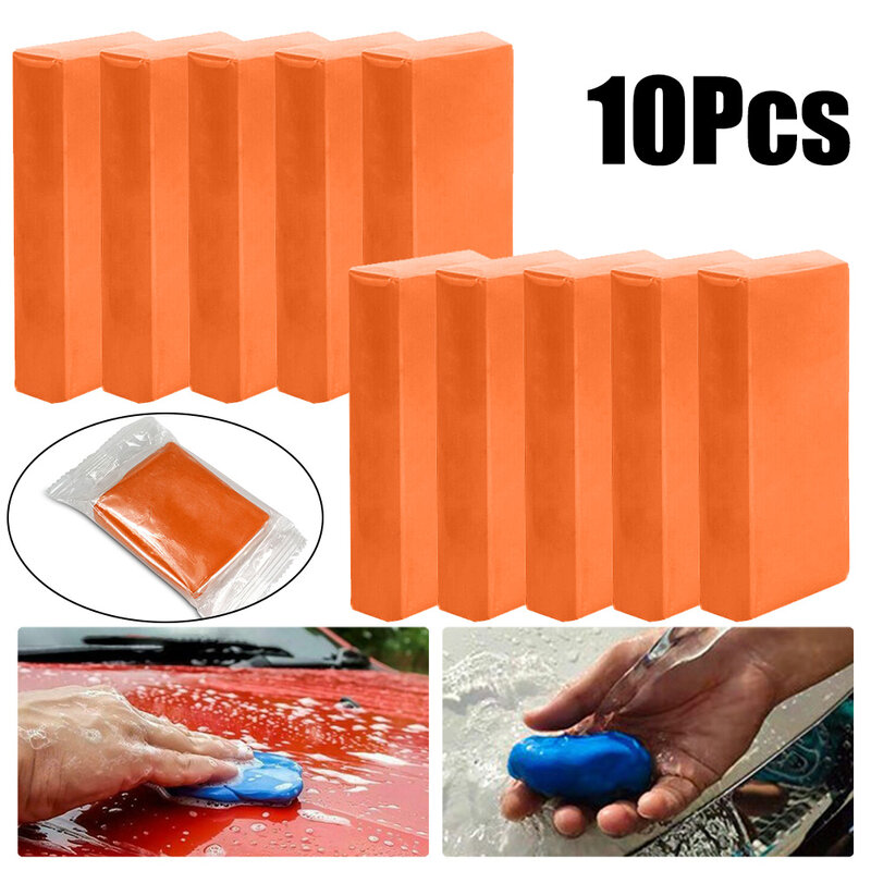 3-10PCS Vehicle Clay Cleaning Bar Car Detailing Waxing Polish Treatment Fine Grade Fits For Body Part Glass Mirror Bumper Orange
