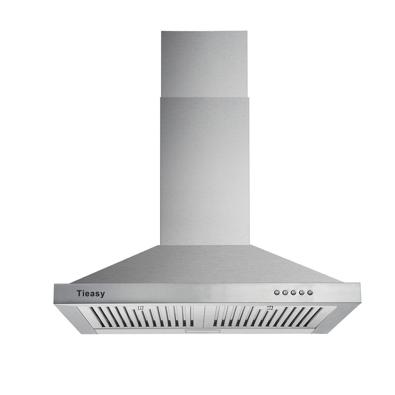 Tieasy-LED Lights Gama Hood para cozinha, ductless, filtros permanentes, 450 CFM, USGD1775B, 30"
