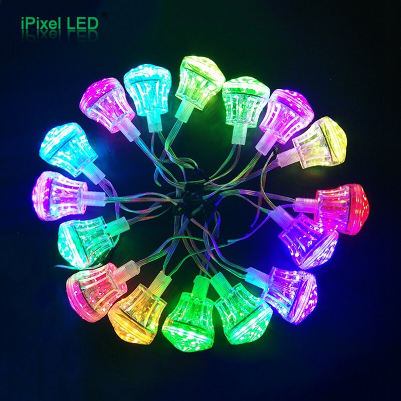 60mm multicolor cabochon led RGB pixel light rgb fairground led lights