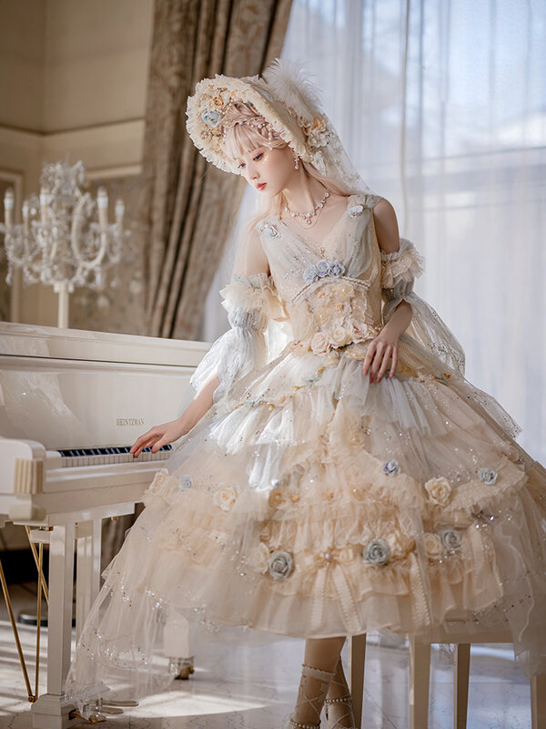 Wspaniała suknia ślubna dla dziewczynki na podwieczorek Sukienka Lolita JSK