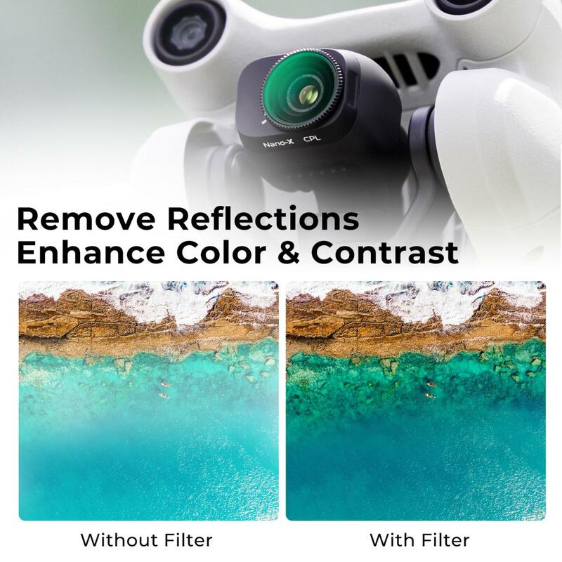 K & F Concept CPL Filter para DJI Drone, Impermeável, Resistente a riscos, Face única, Anti-reflexo, Filme verde, Mini3, Mini3 Pro