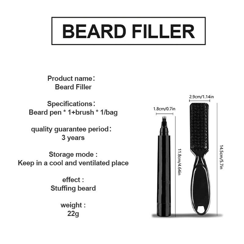 Pluma de barba impermeable para hombre, lápiz de relleno y cepillo, potenciador de barba, reparación duradera, herramientas de modelado para colorear bigote, nuevo