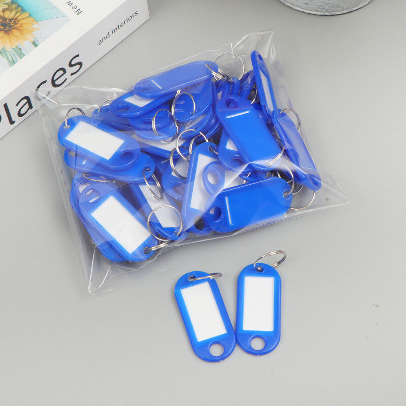 Etiquetas de plástico para llavero, etiqueta de identificación, etiquetas de nombre con anillo dividido para llaveros de equipaje, 10 unidades