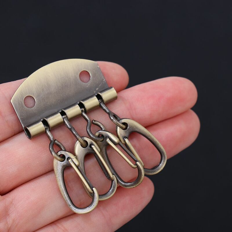 พวงกุญแจแถวกุญแจโลหะแบบทำมือ4ชิ้นหัตถกรรมเครื่องหนังเย็บปะติดปะต่อกัน DIY ผู้ถือกุญแจสำหรับกระเป๋าหนังอุปกรณ์เครื่องมือ