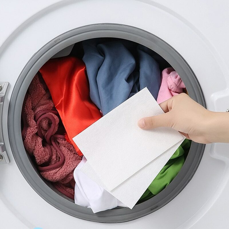 กระดาษซักผ้า50ชิ้น/ถุงแผ่นป้องกันการย้อมสีอุปกรณ์เสริมสำหรับซักผ้าสีผสมกันสาย