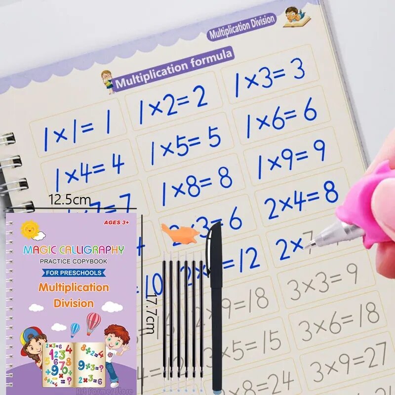 Reusable Writing Paste Calligraphy Handwriting Copybook For Kid Children's Book English Multiplication and Division Practice Toy