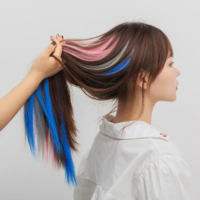 Искусственные бесшовные волосы для наращивания, разноцветные цветные длинные волосы