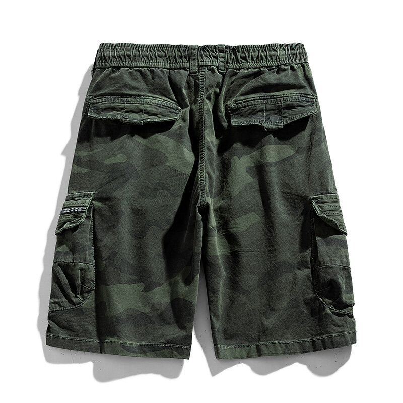 Summer Men Cargo Multi Pocket Camouflage Shorts Mens Casual Cotton Elastic Waist Shorts Spring Jogger Shorts Male Dropshipping