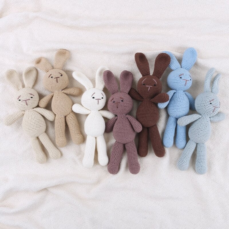 Baby Haak Gevulde Bunny Speelgoed Zachte Katoenen Gebreide Pluche Konijn Mini Cuddle Voor Pasgeboren Vroege Educatief Speelgoed
