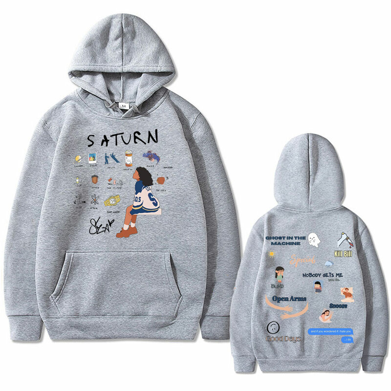 Rapper SZA Saturn Album Print Hoodie Men Women Hip Hop Fashion Oversized Sweatshirt Male Casual Fleece Cotton Hoodies Streetwear