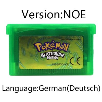GBA kartrid Game 32-Bit kartu konsol Video Game Pokemon smaragd-feuerrote rubin-bahasa Jerman Label mengkilap untuk GBA NDS