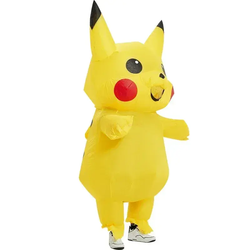 Pakaian tiup Pokemon Pikachu, kostum anak dewasa, pakaian penampilan Halloween, busana kartun