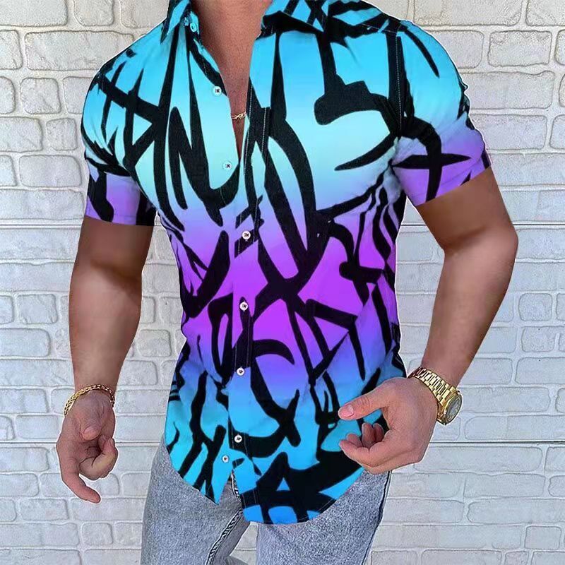 Chemise hawaïenne rayée à manches courtes pour hommes, chemise florale décontractée, imprimé coréen, social, adt et respirant, vêtements vintage Dazn, été