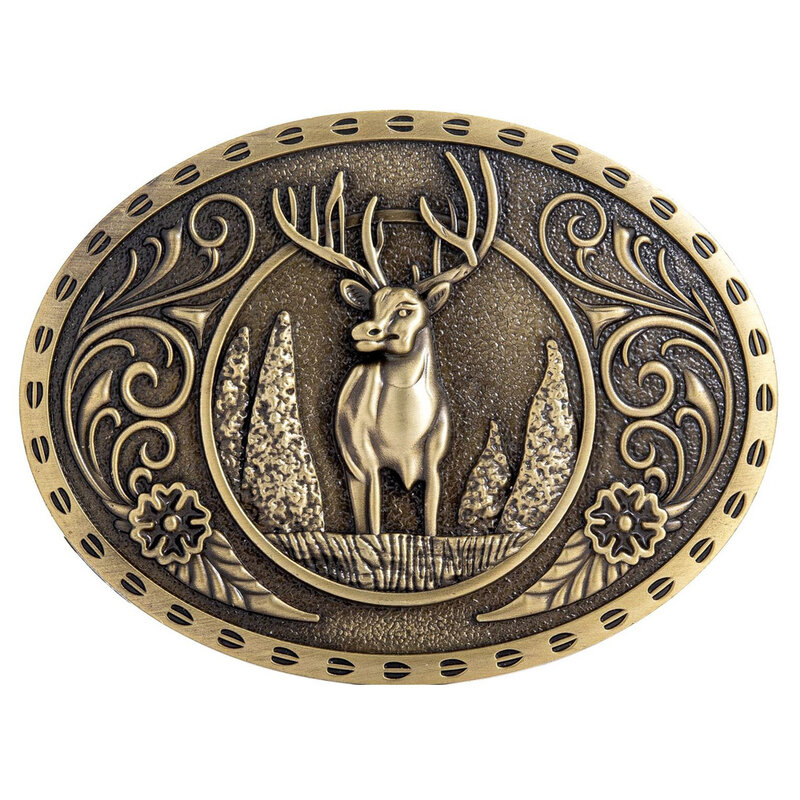 Cheapify Dropshipping ovale Western Cowboy Cowgirl Deer fibbia per cintura per uomo protezione ambientale animali selvatici