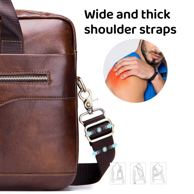 Briefcase Shoulder Messenger Bags Men's Genuine Leather 14-Inch Laptop Bag's Men's Briefcase Office Business Handbag