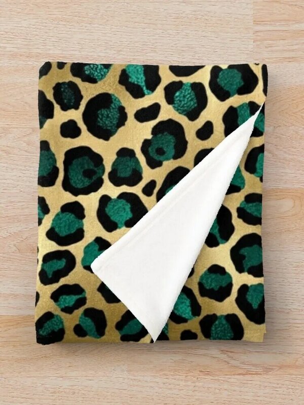 Manta verde oscuro con estampado de leopardo para bebés, mantas de diseñadores