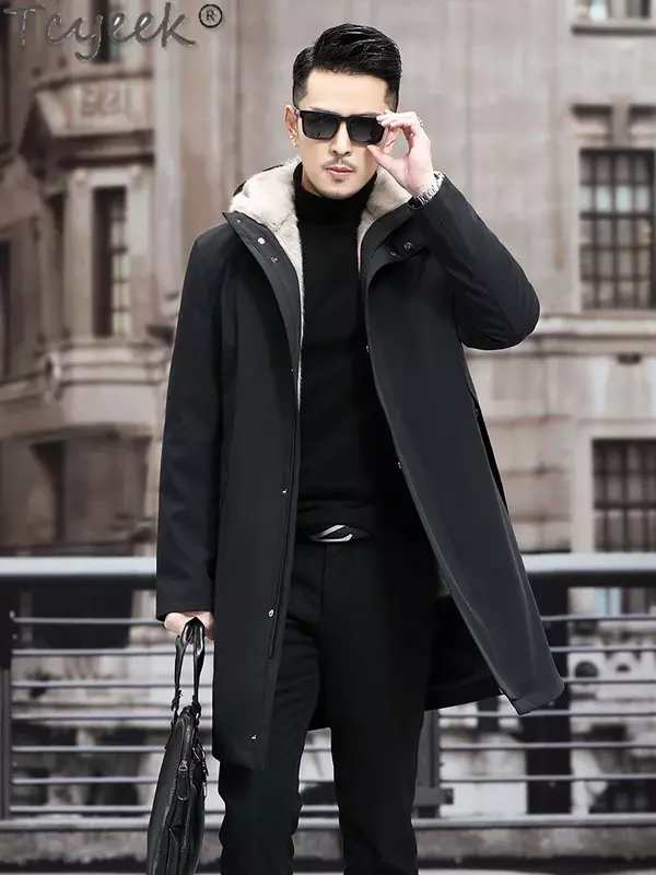 Tcyeek kurtka zimowa męska kurtka naturalne futro z norek odzież męska moda długa Parka Streetwear płaszcz z prawdziwego futra Casaco Pelo naturalne