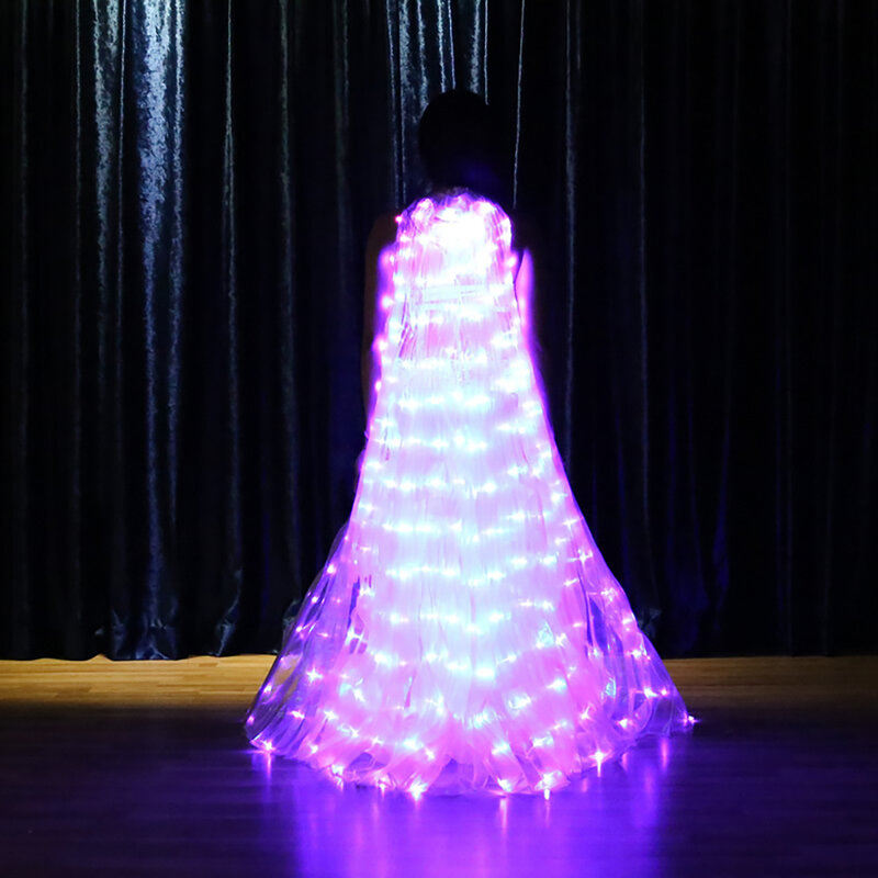 Asa LED Borboleta para Adultos, Acessórios para Dança do Ventre, Asas Brancas, Performance de Palco, Carnaval, Adereços com Bastões, Ísis, 145 cm