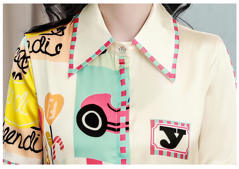 Blusas informales con solapa para mujer, blusa Harajuku elegante de manga corta con botones, túnicas para oficina