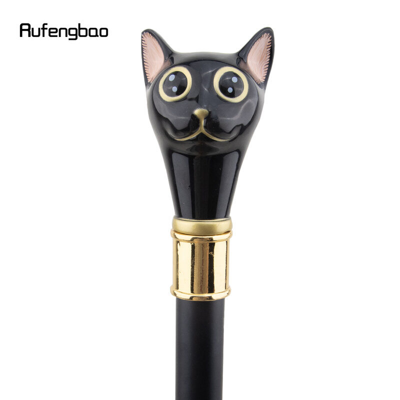 Black Golden Cat Gentleman Kitten Single Joint Golden Walking Stick con piastra nascosta autodifesa Fashion Crosier Stick 93cm