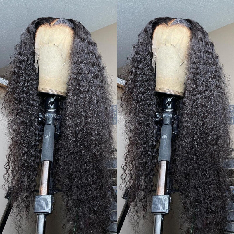 Perruque Lace Front Wig Deep Wave Naturelle HD, Cheveux Humains, 13x4, 30 32 Pouces, 13x6, Pre-Plucked, pour Femme Africaine