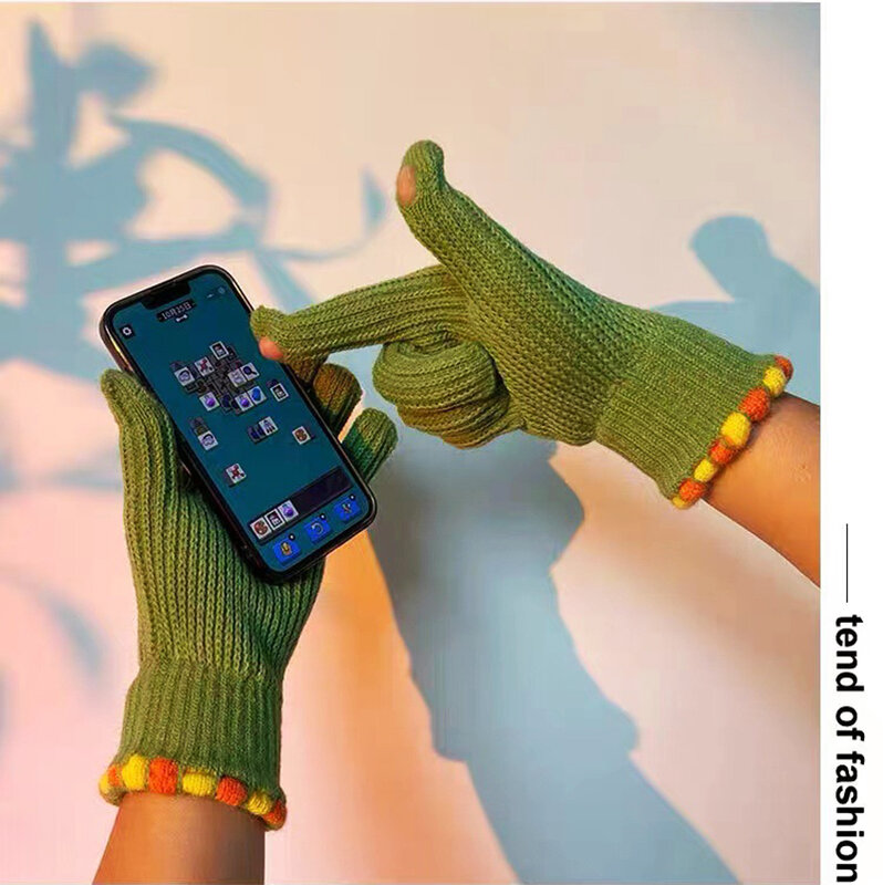 Новые перчатки для сенсорных экранов для игры в телефон, женские зимние утепленные вязаные зимние перчатки для лыжного спорта Y2K