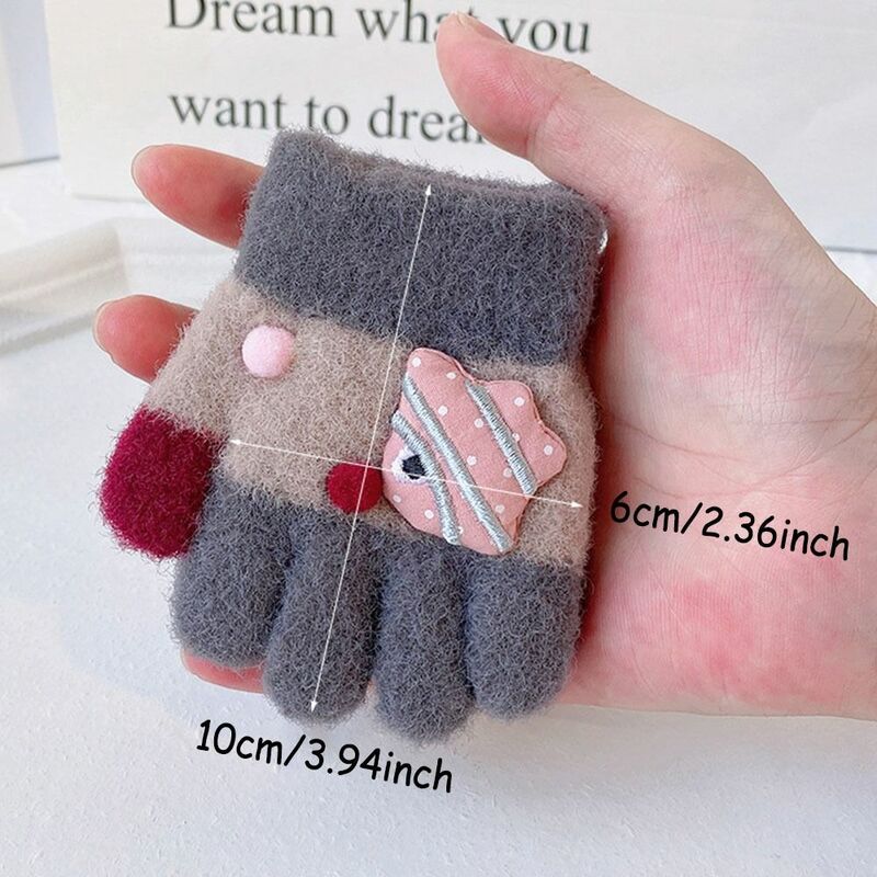 2-4Years Boys Girls 2-4 Years Children Warmth Production Mittens Knitted Gloves Five-finger Gloves