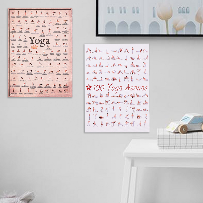 6 Stück Yoga Poster Büro Dekor Bild Wand Leinwand Haushalt Workout Poster für Fitnessraum Fitness dekorativ