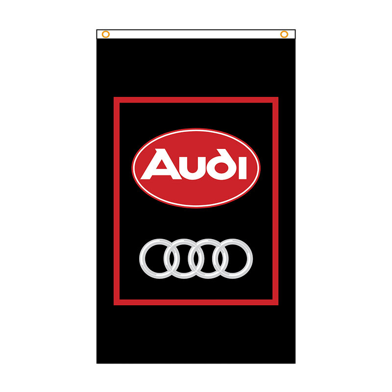 Quatro círculos metálicos impressos bandeira para carro de corrida, poliéster banner para decoração, 90x150cm