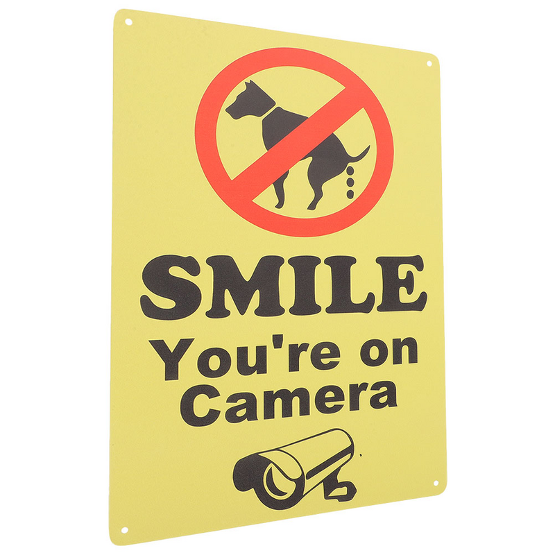 레트로 다리미 벽 표지판, 주석 페인팅, 강아지 산책, 웃는 얼굴, 카메라 산책 경고
