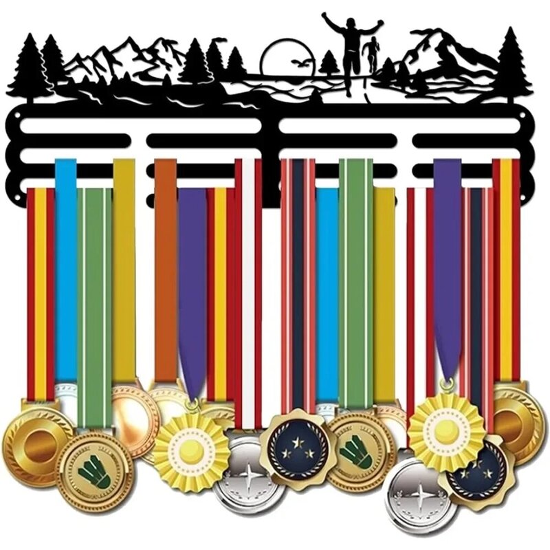 Colgador de medallas para correr, soporte de pared para colgar árboles de montaña, estante de exhibición de premios, cinta deportiva