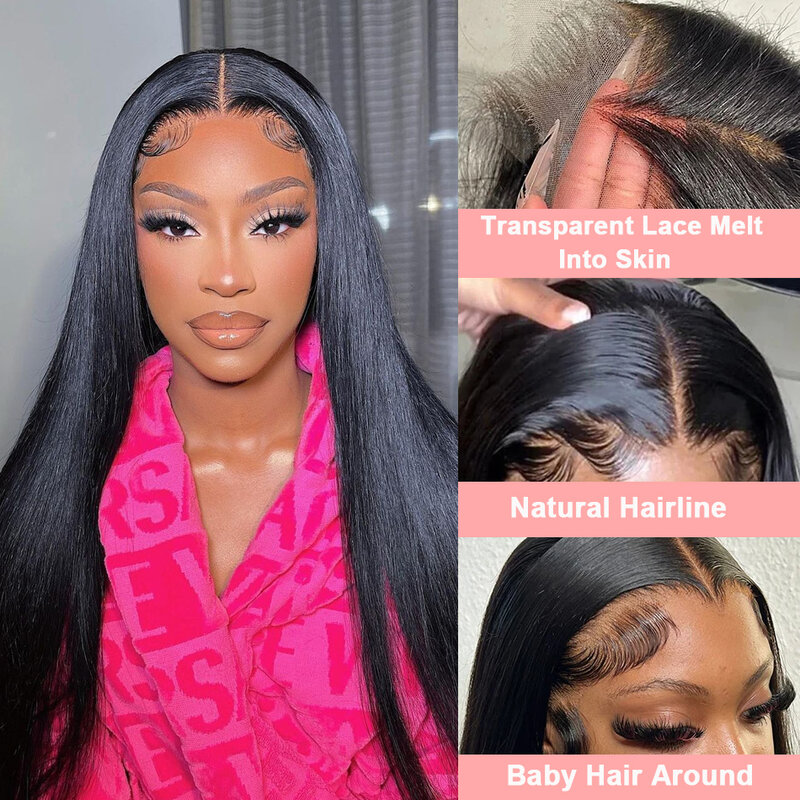 Wear And Go Straight Lace Front Wig 13x4 Hd Transparent Lace Frontal Wigs For Women Glueless Brazilian Human Hair Pre Plucked