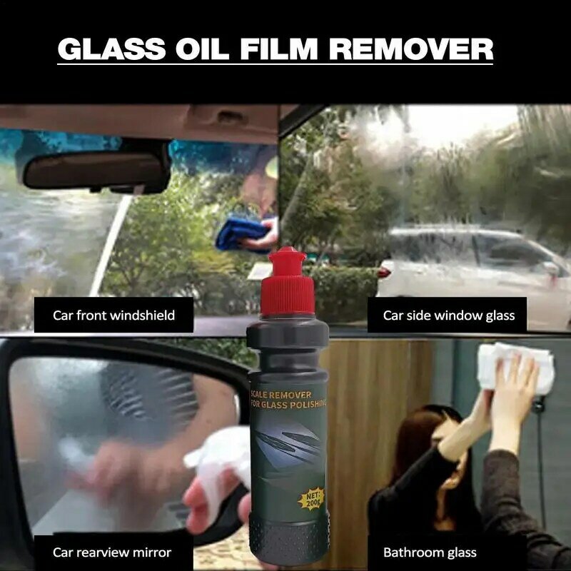 ฟิล์มกระจกกันน้ำมันป้องกันฝน200ก. น้ำยาทำความสะอาดกระจกครีมลบออกสำหรับกระจกหน้าต่างห้องน้ำที่บังแดดหน้ารถยนต์กระจกหน้ารถ