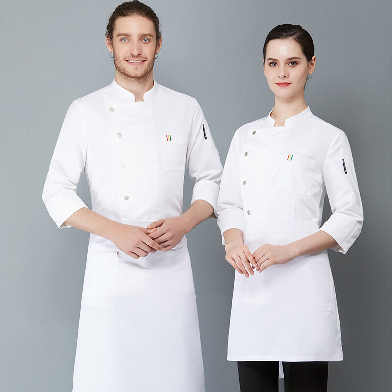 Pakaian kerja dapat bordir Logo Pint musim gugur dan musim dingin pakaian Hotel restoran Barat dapur memanggang kue toko Chef Unifo