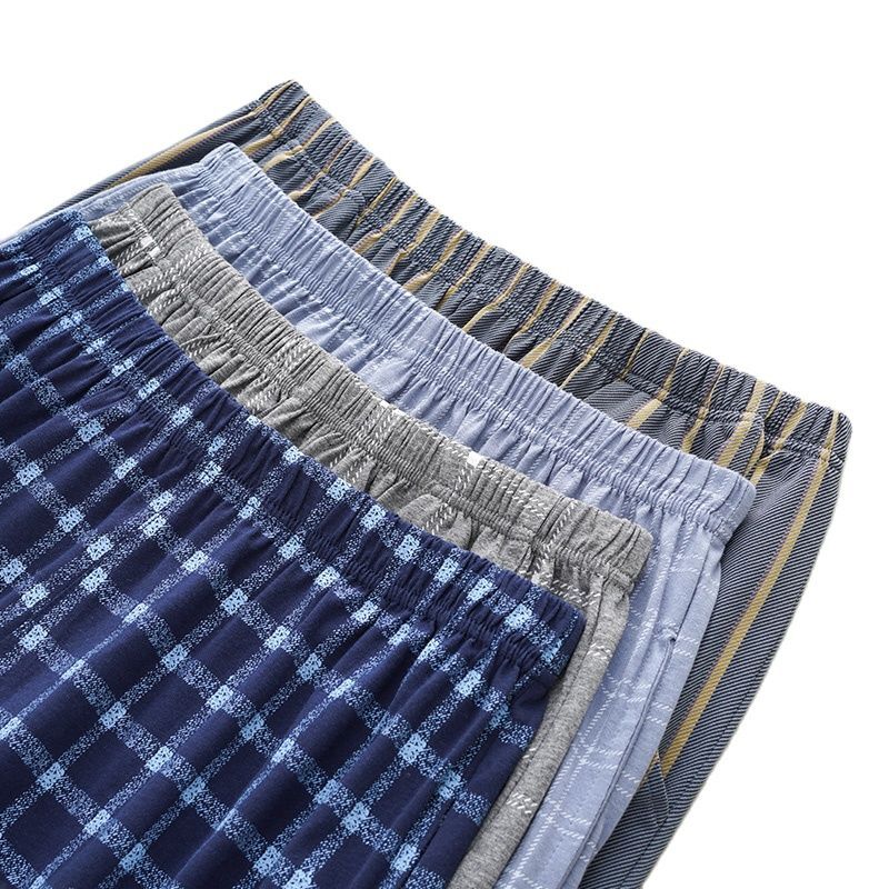 Celana panjang katun pendek Pria, 4XL-7XL pria cetak celana tidur piyama pria Bawahan pakaian tidur piyama untuk pria longgar Pijama Hombre