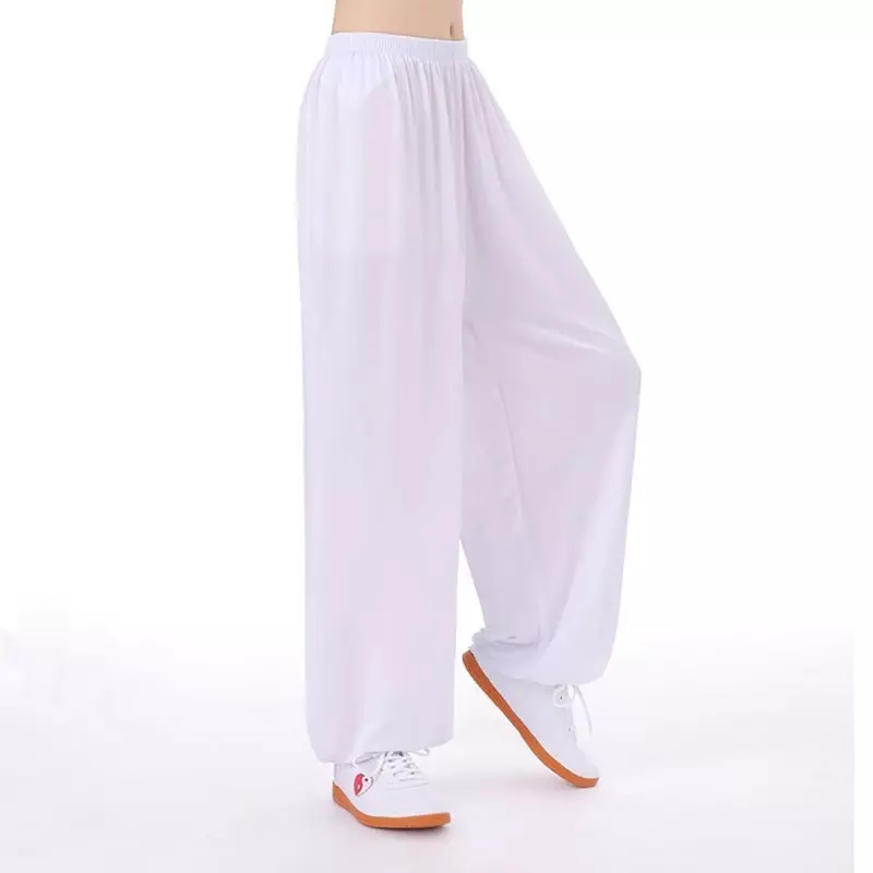 Unisex Tai Chi pants ice silk Tai Chi clothing pants morning exercise summer plus size loose bloomers practice martial arts pant