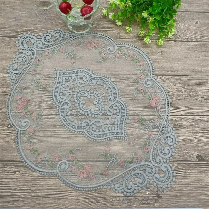 Taplak meja renda putih elegan untuk dekorasi pesta makan malam pernikahan kualitas tinggi & bordir larut dalam air