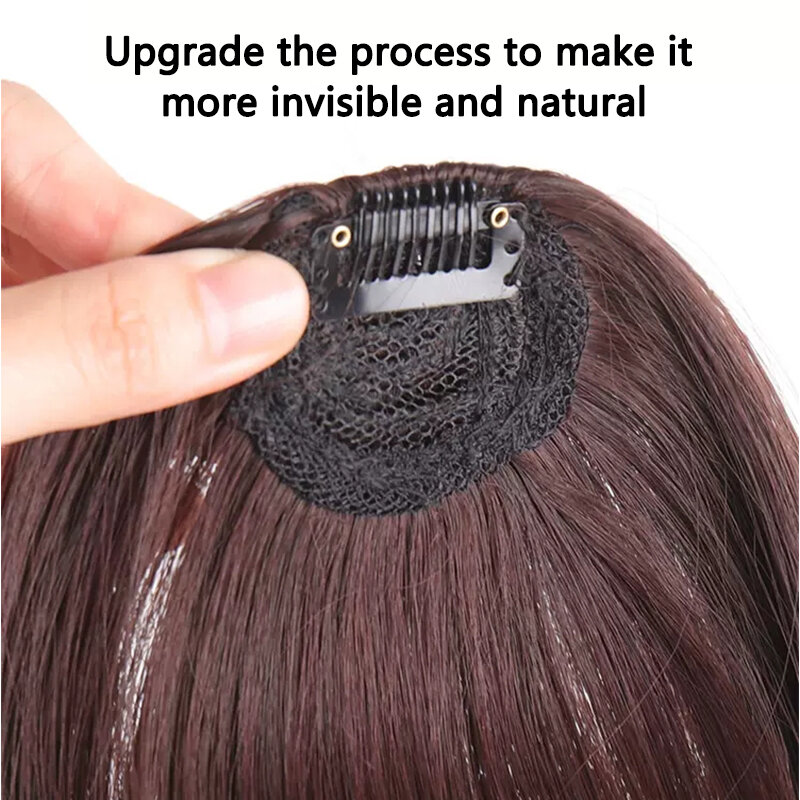 Sintesi Princess Cut Bangs estensione dei capelli parrucca sintetica naturale ad alta temperatura frangia sintetica finta Clip per capelli