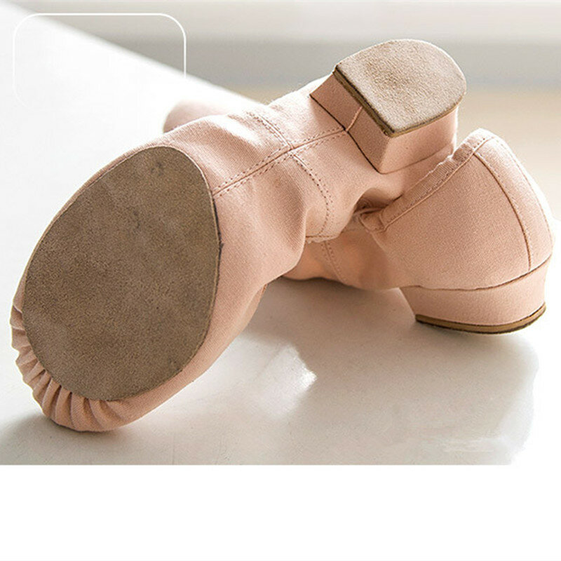 솔리드 발레 신발 여성을위한 굽은 성인 댄스 신발 여성 소프트 Outsole 연습 캔버스 교사 댄스 신발