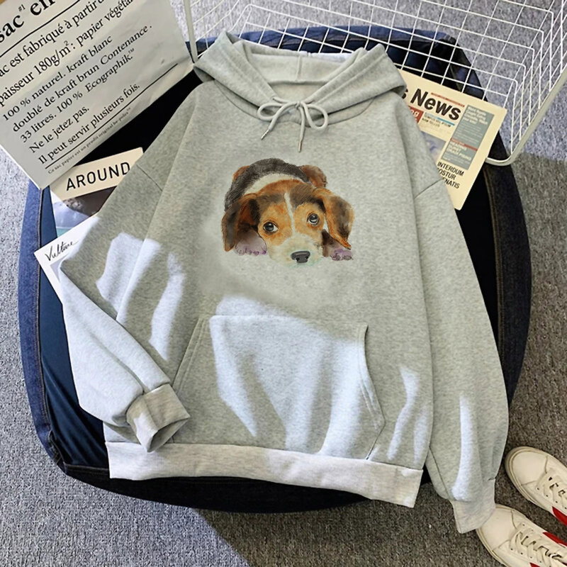 Beagle-Sudadera con capucha para mujer, suéter de forro polar, estética harajuku, y2k, años 90 y y2k