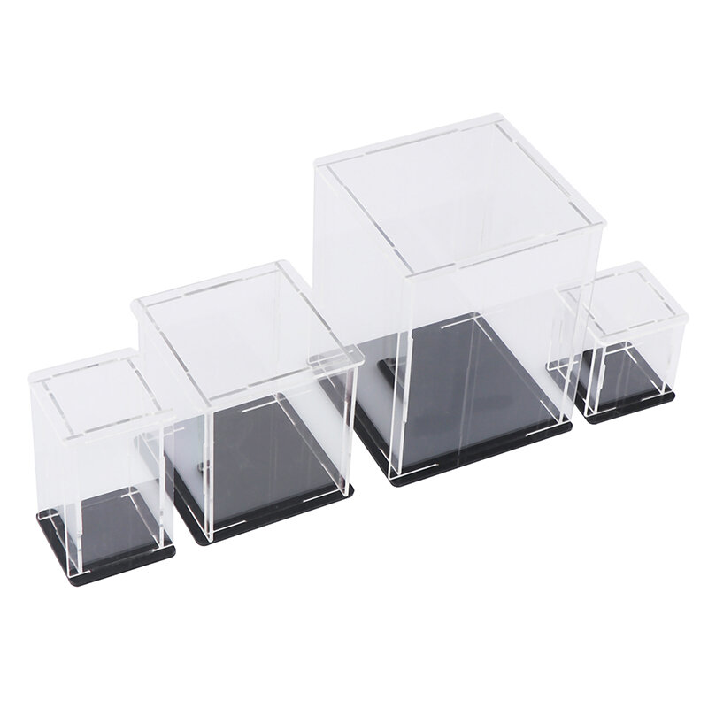 Vetrina in acrilico autoassemblante scatola cubo trasparente protezione giocattolo antipolvere UV