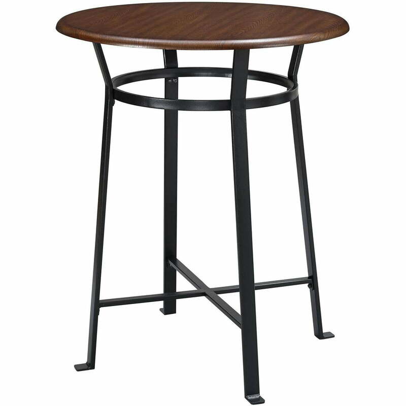 Круглый металлический набор для паба из 3 предметов, деревянный барный стол с двумя стульями, темное красное дерево