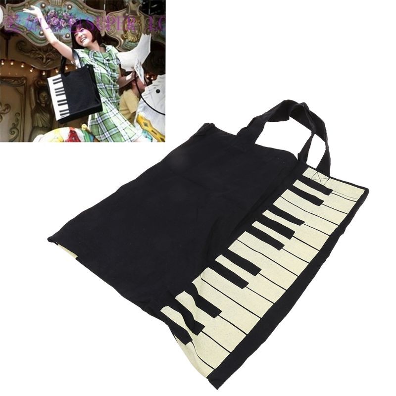 Moda novedosa, bolso mano con música teclas Piano negras, bolso mano, bolso compras