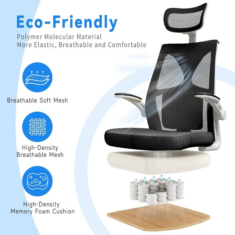 SICHY AGE-silla ergonómica de oficina, asiento de malla para ordenador, sillas de escritorio para oficina en casa con reposacabezas y altura ajustables, respaldo alto