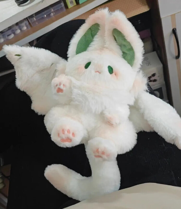 플라잉 스카이 큰 박쥐 토끼 봉제 인형, 귀여운 동물, 창의적인 마법 성령 토끼 인형, 화이트 박쥐, 부드러운 어린이 인형