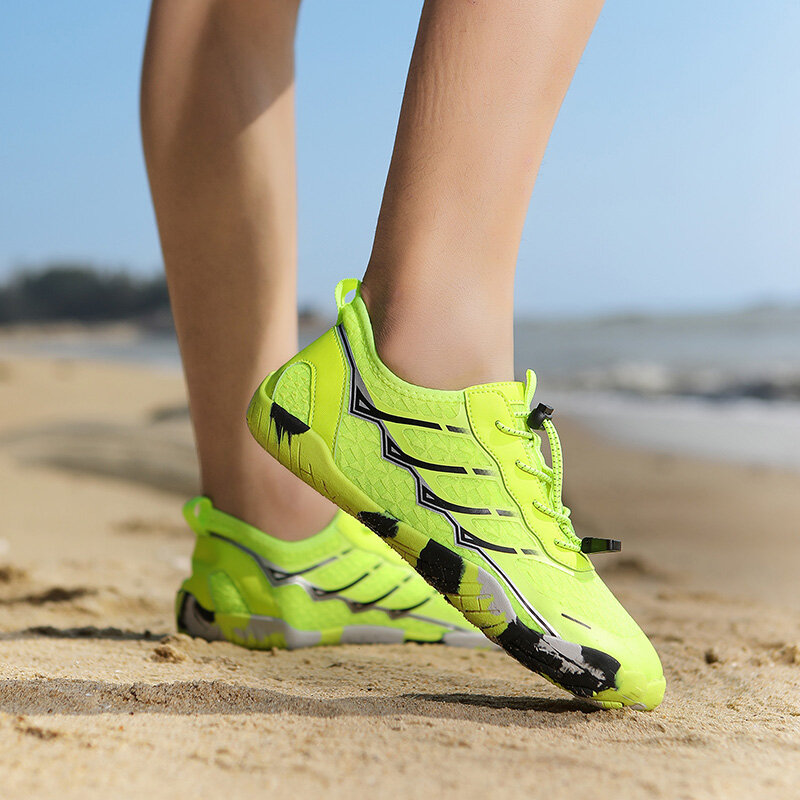 Sapato de natação com água de secagem rápida masculino e feminino, chinelos de praia respiráveis, sapatos pernalta descalços, verão