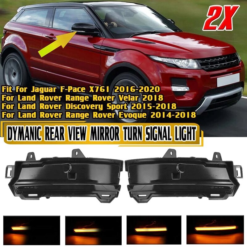 Dinâmico LED Espelho Retrovisor Luzes, Turn Signals, Land Rover, Discovery Sport, Range Rover Evoque