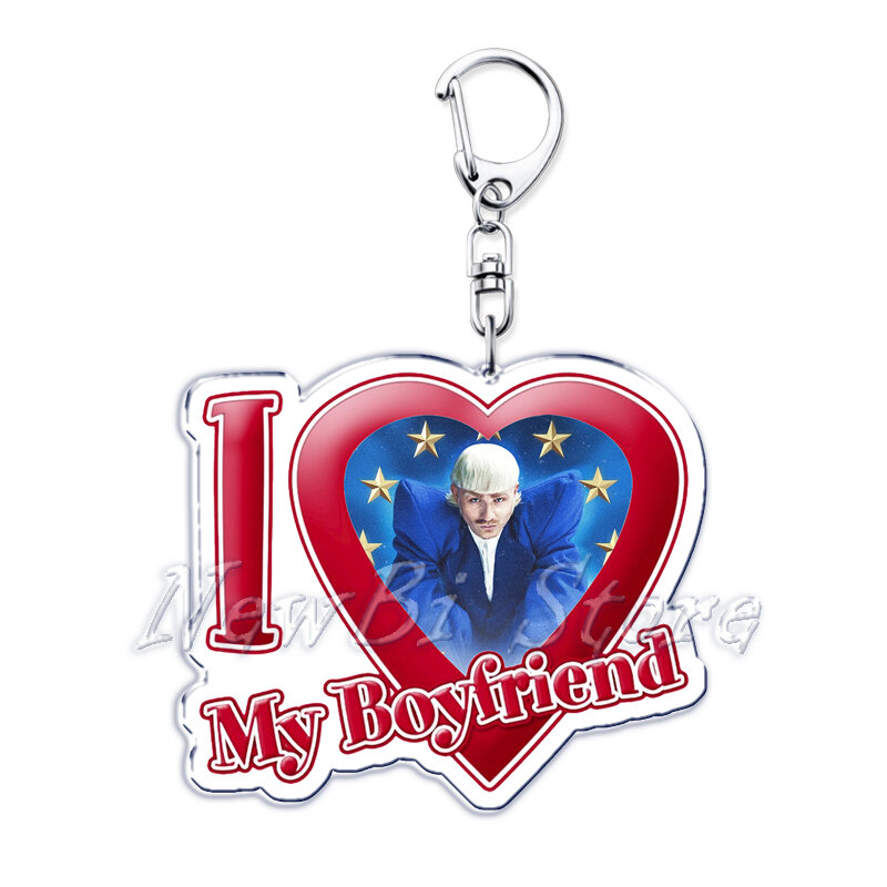 I Love My Boyfriend Singer Joost Klein Key Chain Keychains Eurovision 2024 Europapa Ring for Bag Pendant Keyring Jewelry Gifts