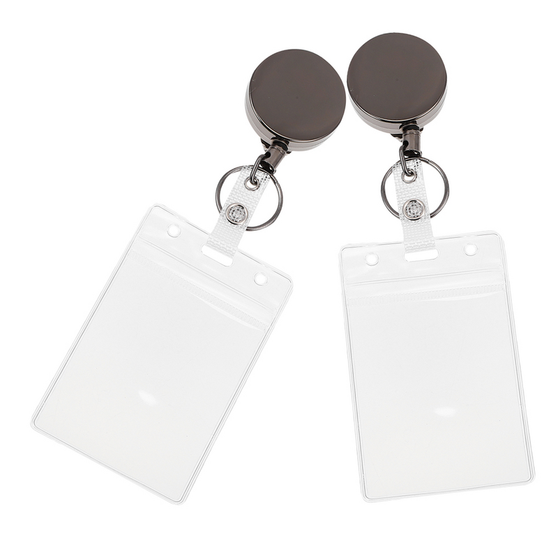 2 Stuks Easy-Pull Gesp Werkvergunning Cover Id Houder Houders Voor Badges Doorzichtige Mouw Metalen Kaart Pvc Verticaal Plastic
